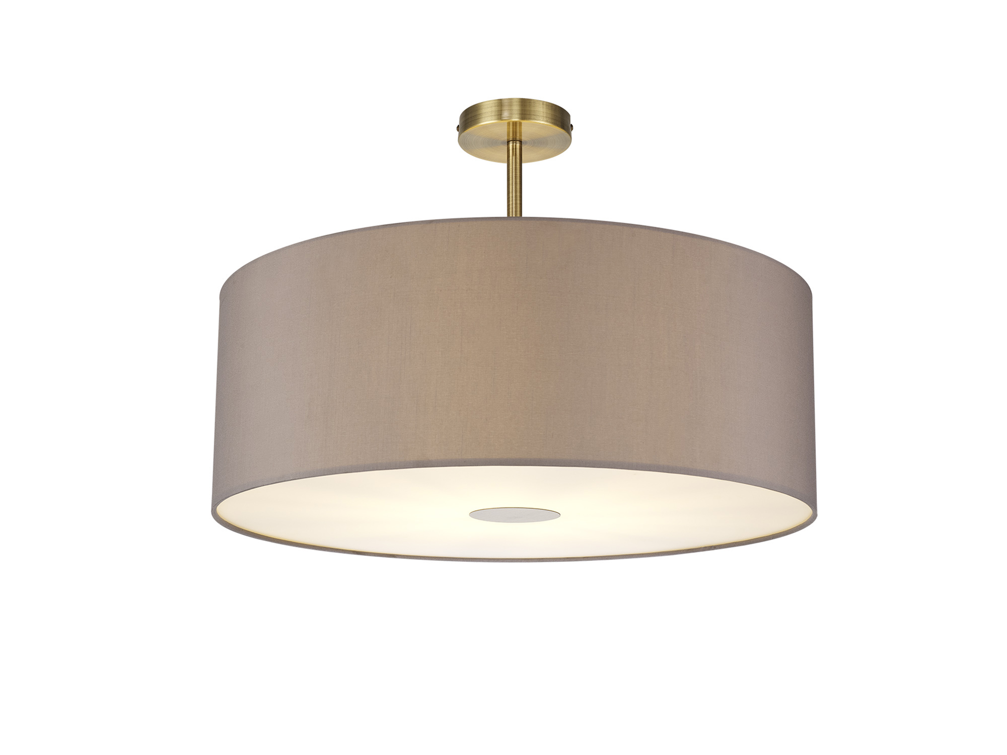 DK0198  Baymont 60cm Semi Flush 1 Light Antique Brass, Grey, Frosted Diffuser